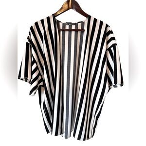 SHEIN women's black and white striped oversized kimono cardigan or beach cover